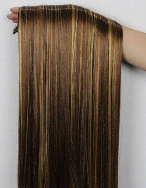 5-clip golden brown long hair extension, 30 inches
