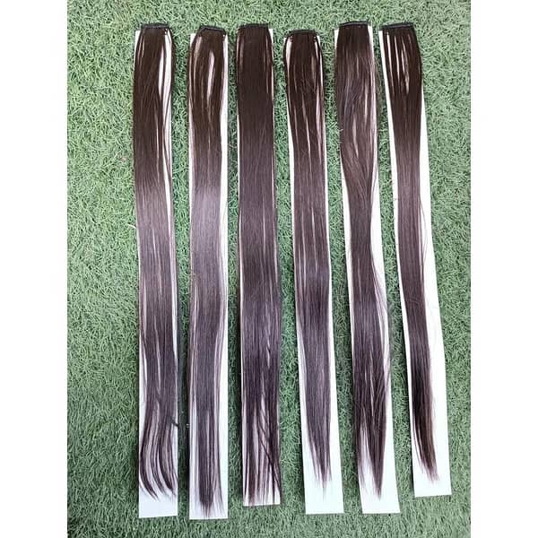 6 pcs Dark Brown Single-Clip Hair Extensions for Girls and Women