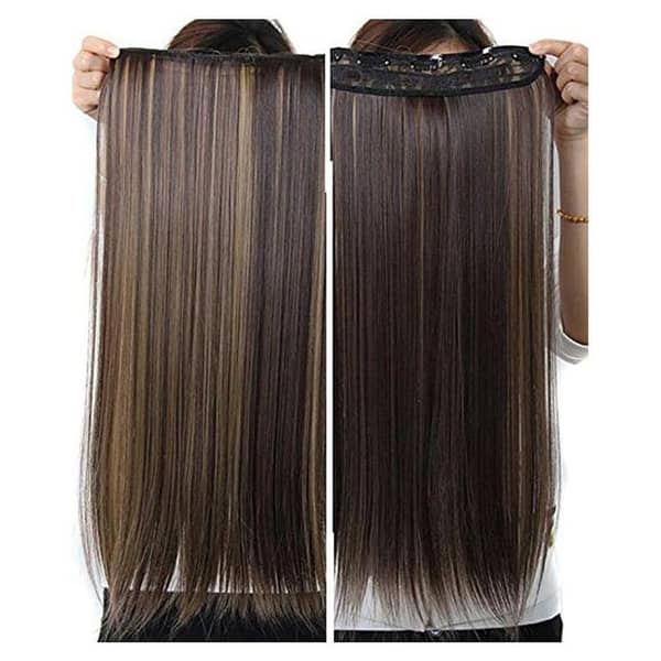5 Clips Hair Extension in Dark Brown with Golden Streaks