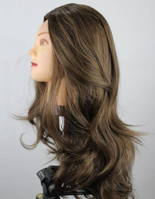 Full Head Golden Brown Puff-Style Wavy Wig for Women and Girls