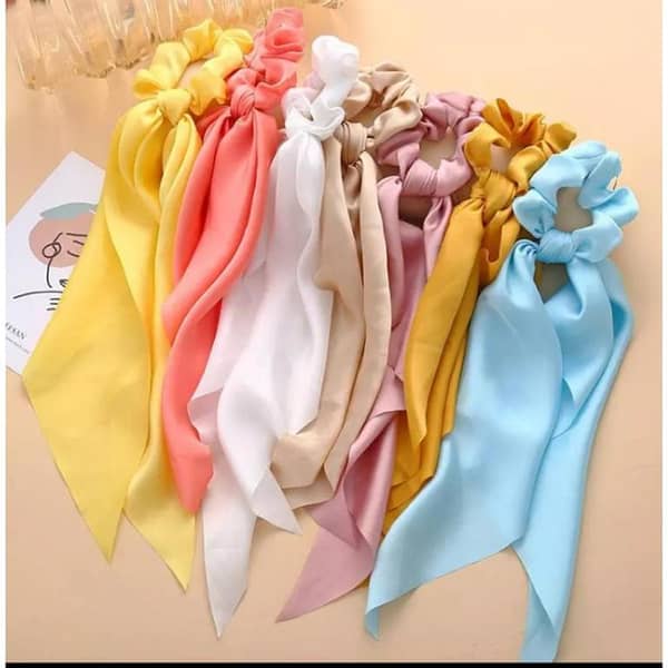 Pack of 6 Silk Scrunchies for Women