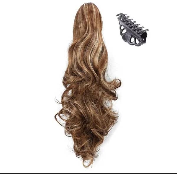 Golden Brown Curly Synthetic Clip-In Claw Ponytail Hair Extension
