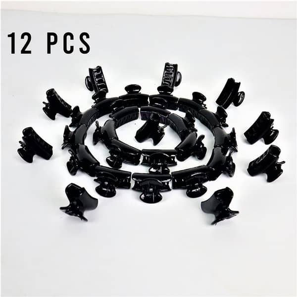 PACK OF 12 Black Small Baby Hair Catcher / Jaw Clips for Girls