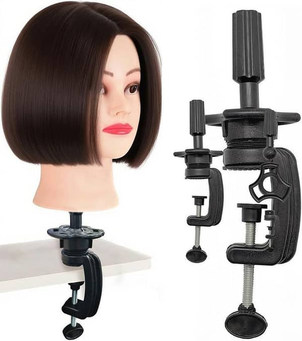 Wig Mannequin Head Stand with Adjustable Table Clamp Holder for Cosmetology Training and Wig Display