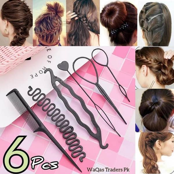 Braids Tools with Zig Zag Ponytail Makers (Set of 6) Professional Hair Styling Kit for Women