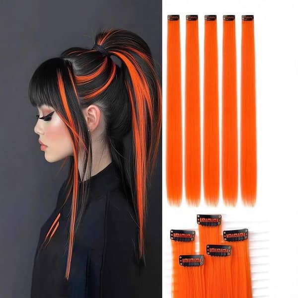 Women's Colored Clip-in Hair Extensions 3-Piece