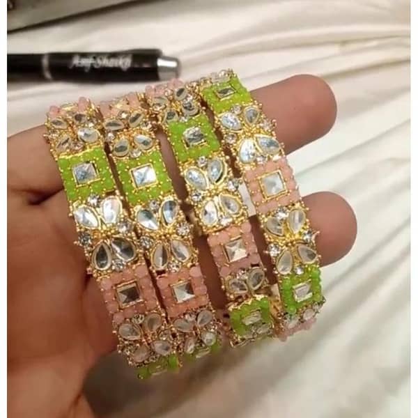 4 Pcs Multicolor Bangles for Girls and Women