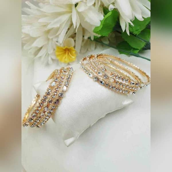 Marhaba Collection Kundan Bangles – 6-Piece Set for Girls
