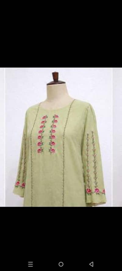 pistachio colour handmade dress cross stitch unstiched 2 PC