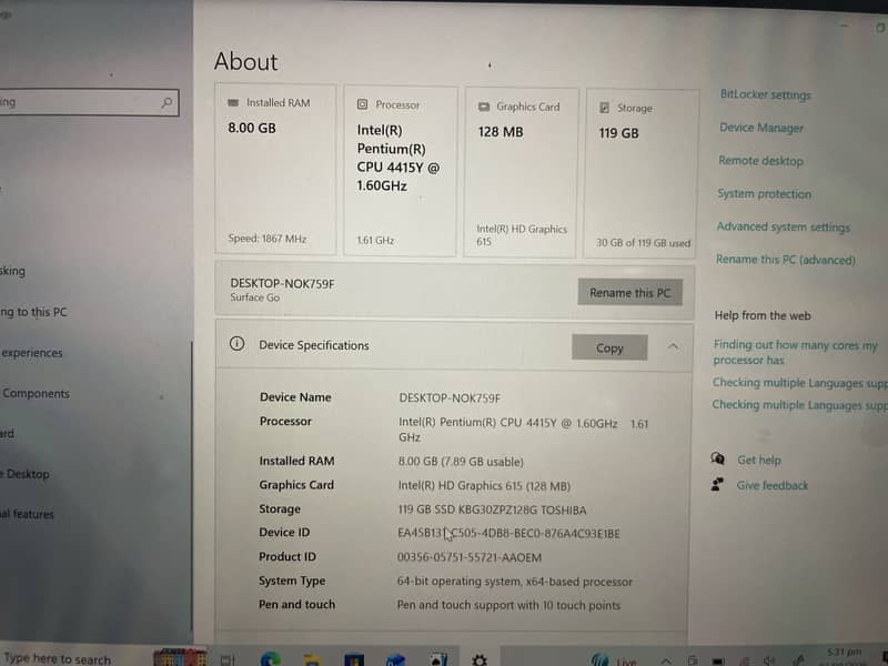 Microsoft surface Go 1