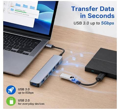 USB-C Multiport Hub Adapter (8-in-1 / 11-in-1) | 4K HDMI, Gigabit Ethernet, 100W PD, SD/TF Reader for MacBook, PC & Laptop Docking Station