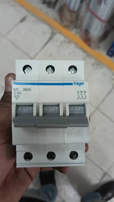Hager 3 Pole 63A MCB Circuit Breaker - Original