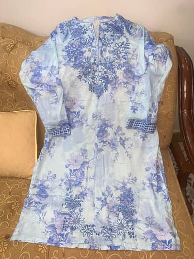 Sky Blue Floral Printed & Thread-Embroidered 3-Piece Lawn Suit
