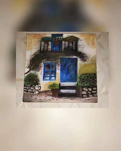 Blue Door Bliss | Handmade Painting