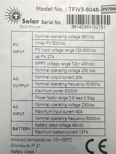 Tesla hybrid 6.2 Kw inverter