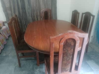 Classic Oval Wooden Dining Table with 6 chairs - Urgent Sale
