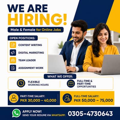 Online Jobs / Male & Female / Part Time / Full Time Job / Remote Job
