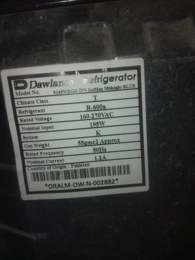 Dowlance refrigerator Only 1.5 Monty use