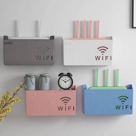 Wall-Mounted Router Holder and Storage Box by Durable ABS – Cable Management for Modem, Set-Top Box, and Smart Devices