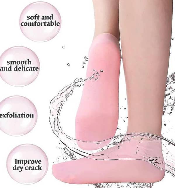 Silicone Gel Moisturizing Socks for Dry Cracked Feet – Reusable Foot Care Protector Pedicure Spa Socks for Heel Repair & Soft Smooth Skin for Women