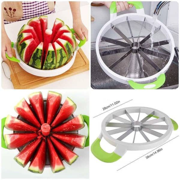 Watermelon Cutter Extra Large Watermelon Slicer, Melon Slicer Multifunctional Handheld Home Stainless Steel Round Fruit Divider Fruits Cutting Slicing