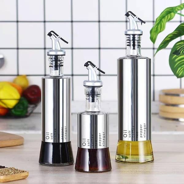 Steel Case Nozzle Glass Oil Bottle (300ML)