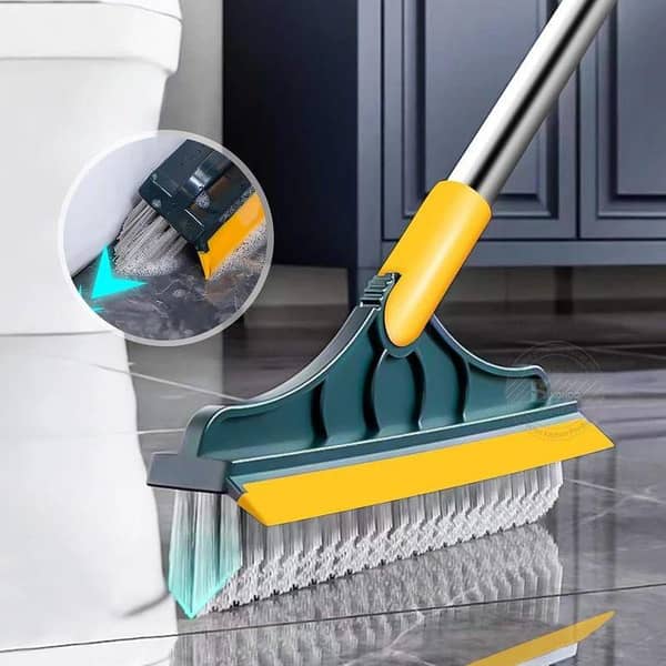 SP Dealz Bathroom Cleaning Brush with Wiper 2 in 1 Tiles Cleaning Brush with Long Handle, 120° Rotate Bathroom Floor Cleaning Brush, Floor Scrub (3-in-1 / 2 in 1 Cleaning Brush) (Multi Color) (Pack of 1)