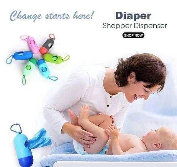 Portable Diaper Bag Dispenser with 2 Refill Rolls for Travel