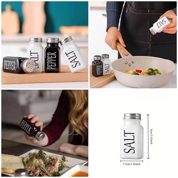 Ceramic Salt & Pepper Shaker Set | Spice Seasoning Dispenser | Condiment Storage Jar | Kitchen Dining Restaurant Accessories