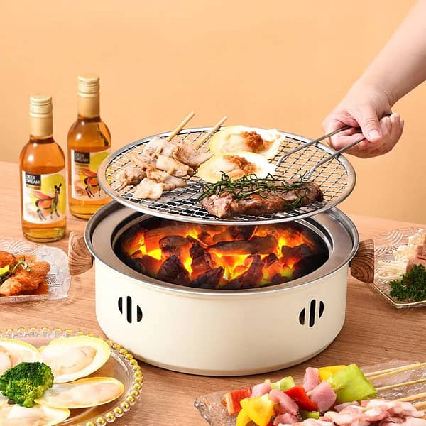 Portable Charcoal BBQ Grill / Tabletop Smoker by [Brand] – Folding Outdoor Stove for Camping, Picnic and Backyard