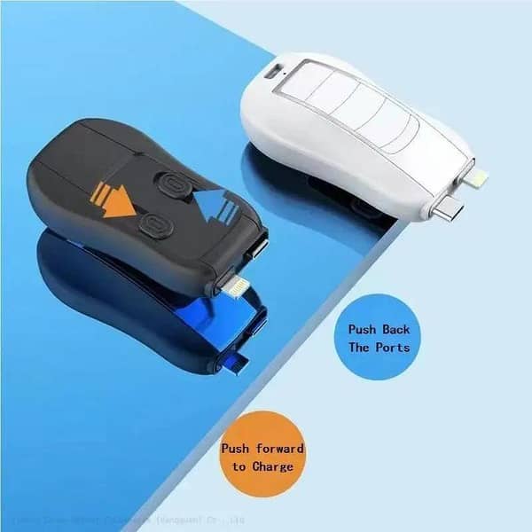 New 2 in 1 Keychain Portable Power Bank Emergency Charger (1200mAh, USB-C)