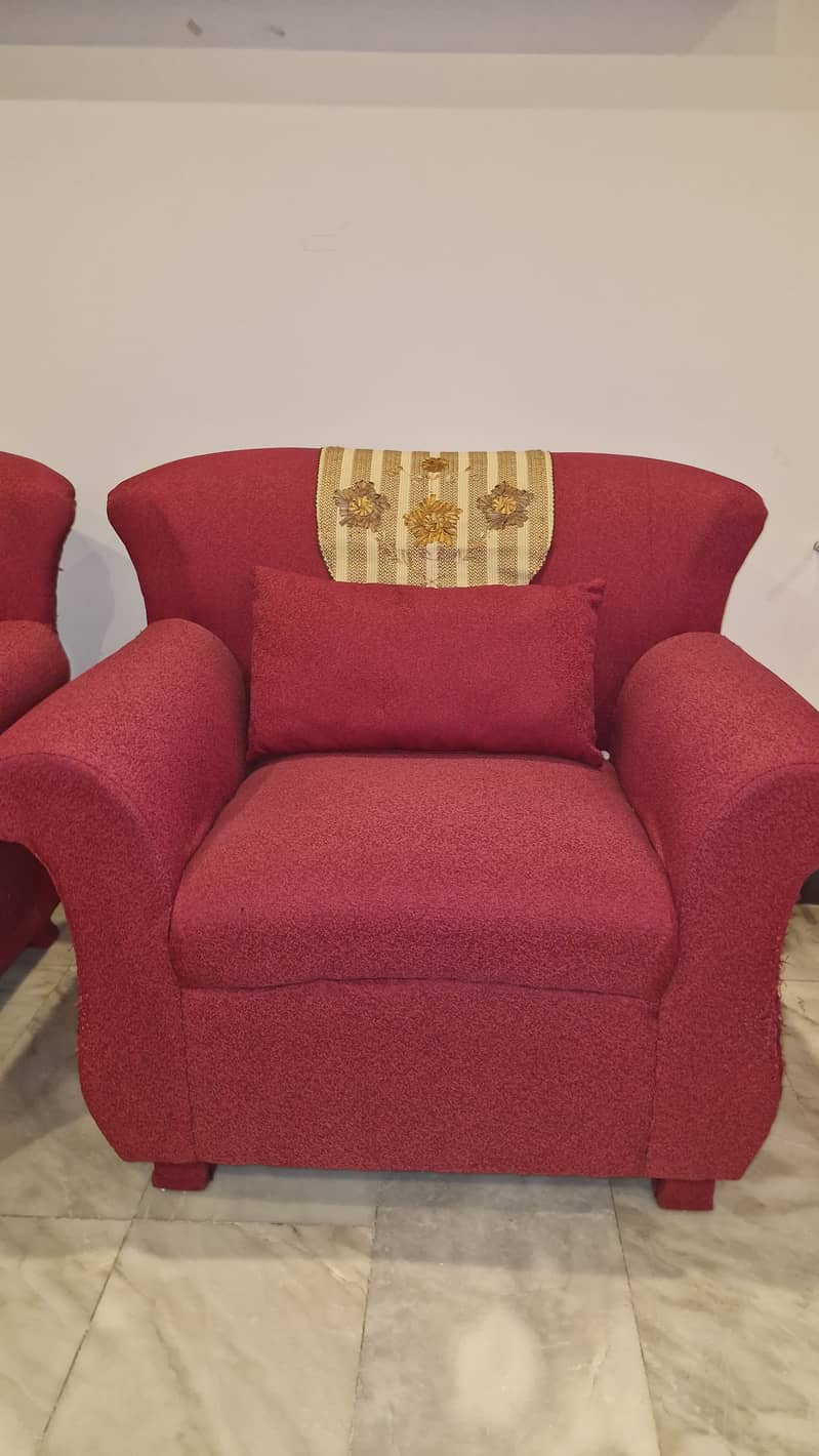 Maroon Sofa Pair 1