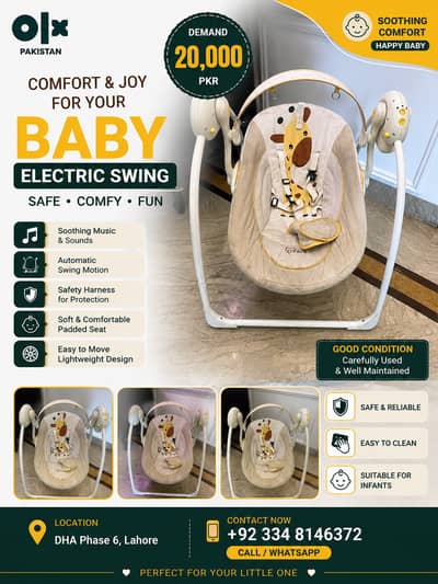 Baby Electric Swing / Bouncer – Comfortable & Safe Infant Seat