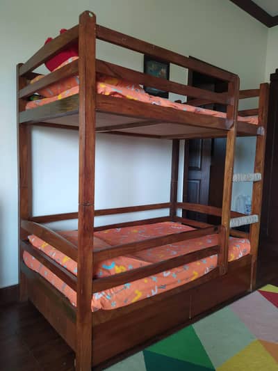 Bunk Bed for kids with 2 mattresses | Solid Wooden