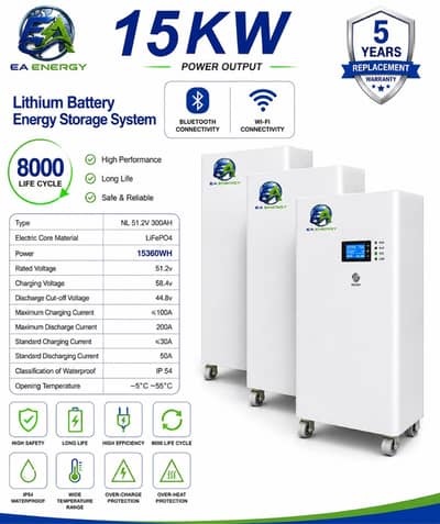 EA Energy 15kW Lithium Battery | 15.36kWh LiFePO4 | 8000 Cycles