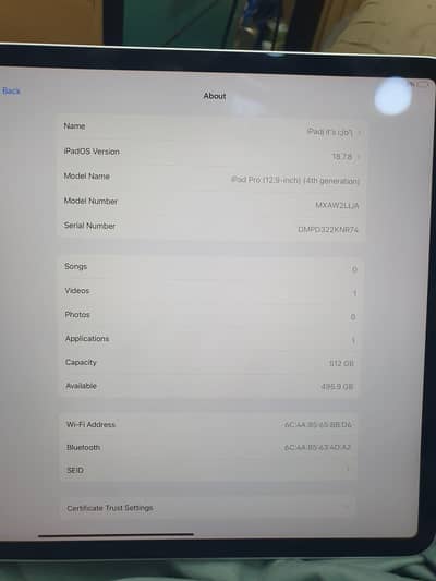 ipad pro 12.9 4th genretion 512 GB