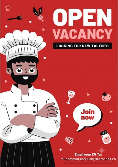 Operations Manager, Sous Chefs, Line Chefs, Cleaners, Dishwashers