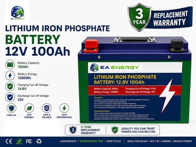 EA Energy Lithium Iron Phosphate (LiFePO4) Battery 12V 100Ah