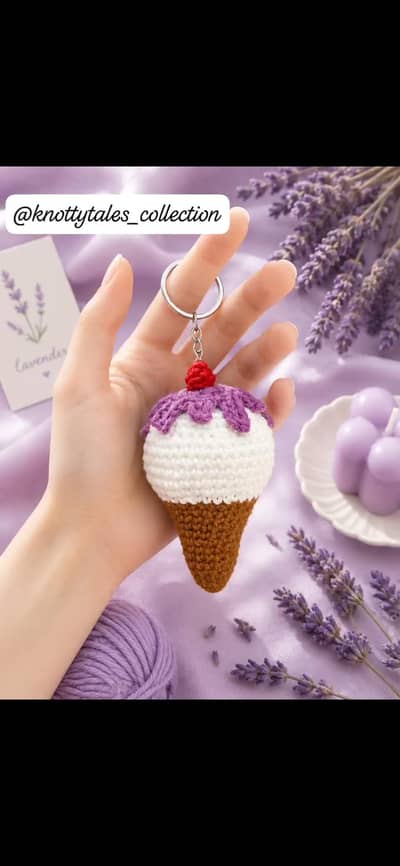 Crochet icecream keychain