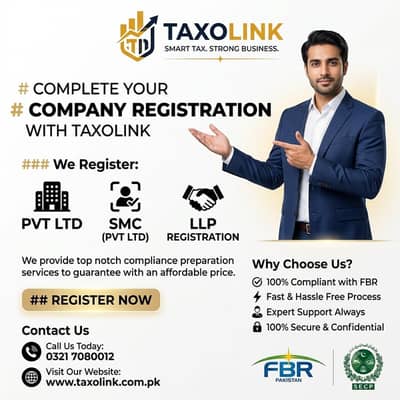 Company Registration,ntn,usa llc,secp,sale tax,income tax return servi