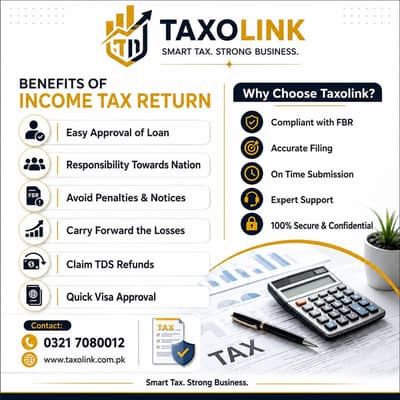 Income Tax Return,Sale Tax,NTN,Company Reg,LLC,PRA,GST,SECP,Tax Filer