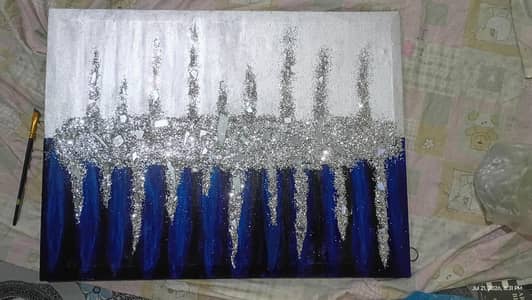 Modern Elegant Painting with resin and mirror