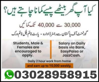 online jobs available in Pakistan and home job online