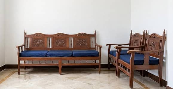 Solid Wooden Carved 5-Seater Sofa Set