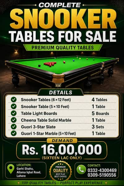 Snooker Table in Islamabad / Billiards / Pool / Snooker table for sal