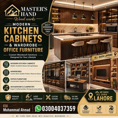 wood works ! Modern kitchen cabinets wardrobe & office furniture