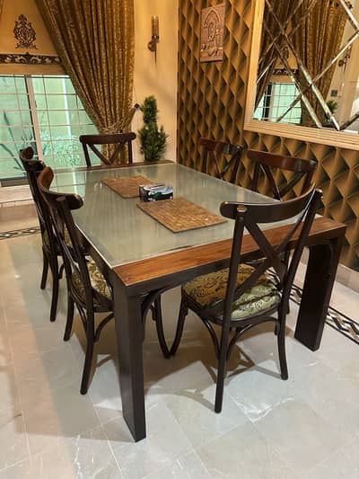 6 Seater Dining Table Made up of Kiker Wood