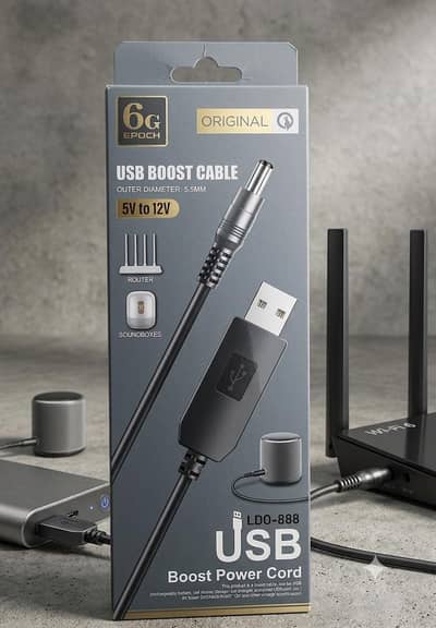 12V Wi-Fi Router Cable – Convert 5V Power Bank to 12V DC (6G Epoch)