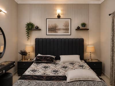 Bed with side tables