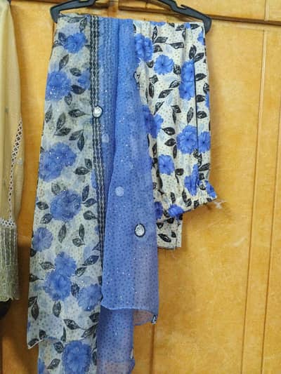 New estern Style Blue Suit – Beautiful Floral Design
